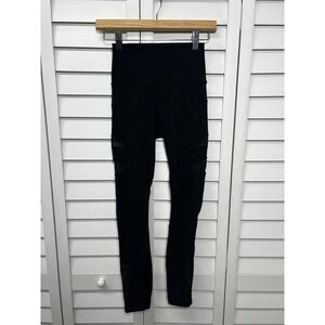 Lululemon High Rise Mesh Panel Leggings Athleisure Casual Women's Size 2 Black